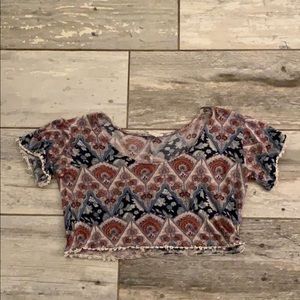 Bohemian Lace Trimmed Crop Top